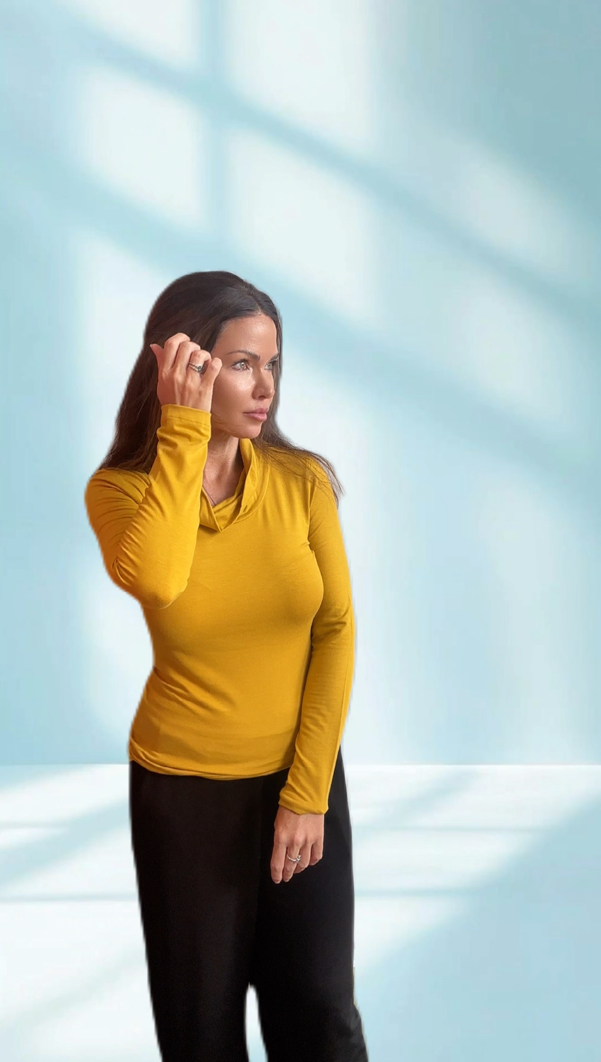 Knit pullover skivvy Ochre