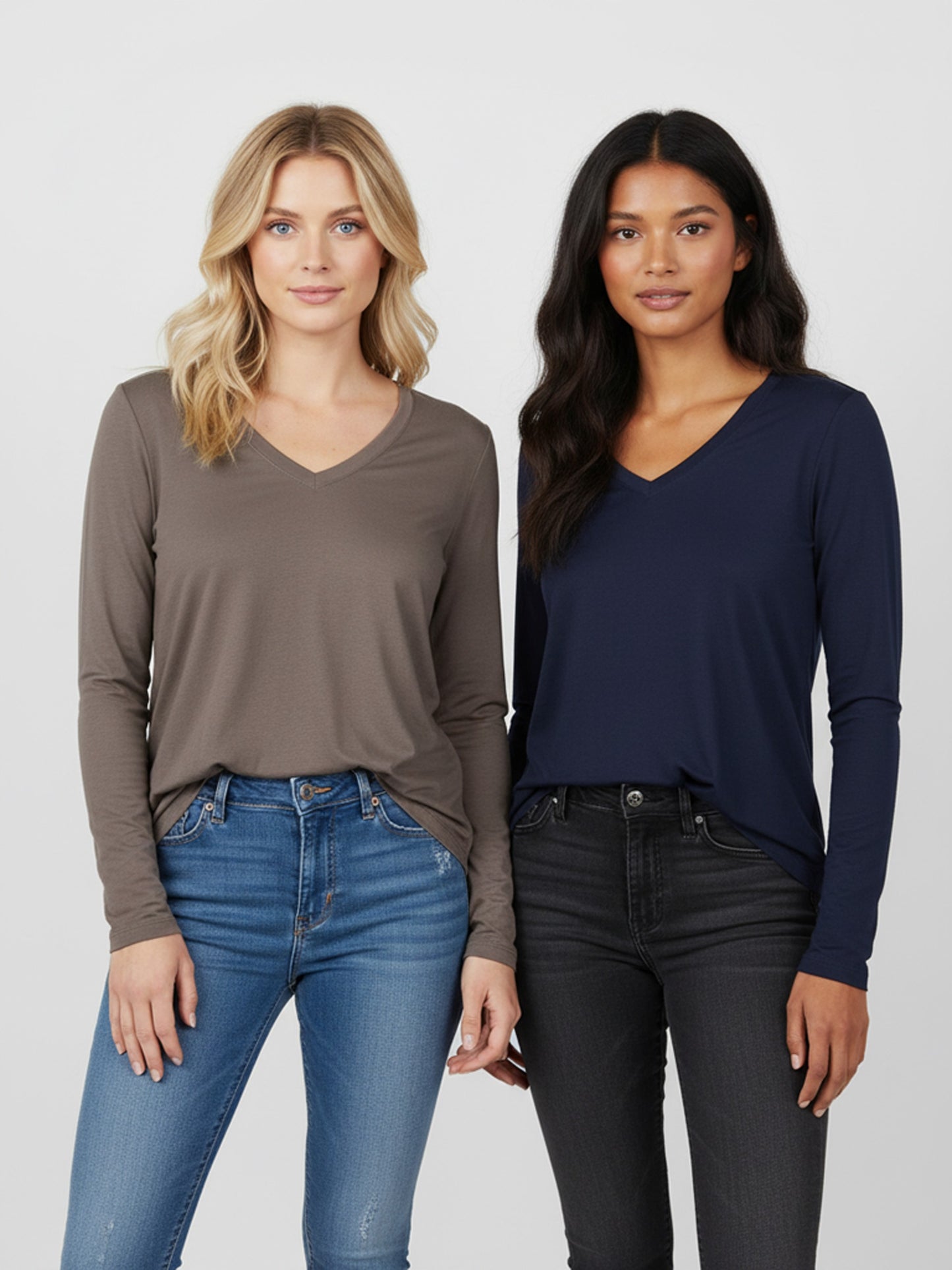 Long sleeve T shirt V neck