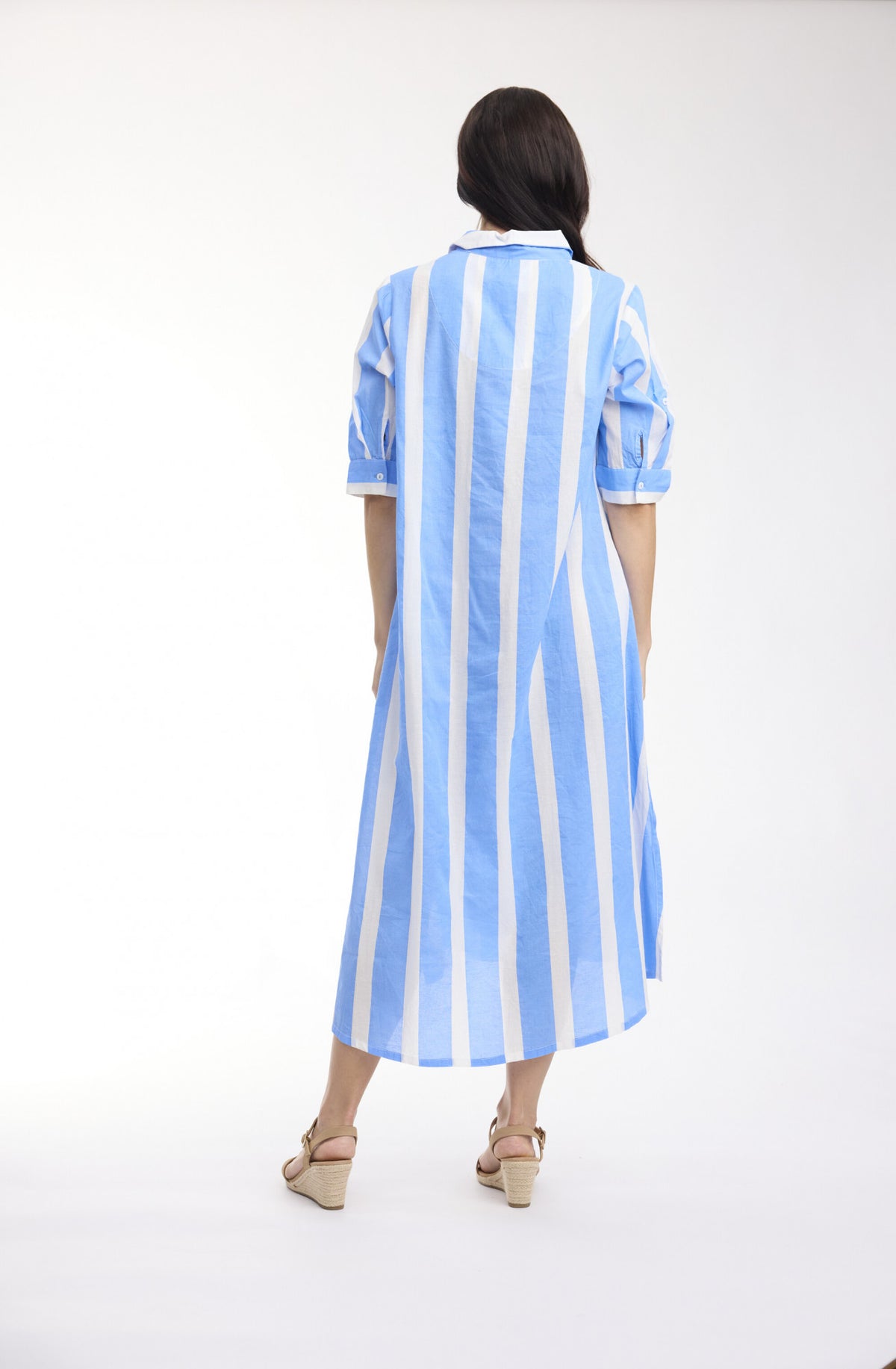 Stripe Botton Long Button through
