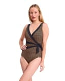Sash Surplice Onepiece Swimsuit