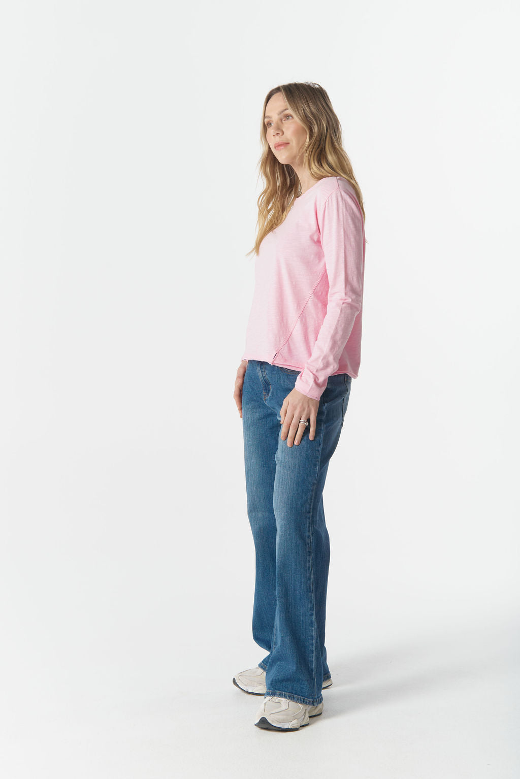 Long Sleeve Front Split Cotton Tee