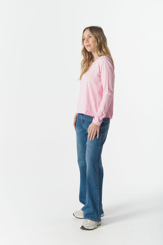 Long Sleeve Front Split Cotton Tee