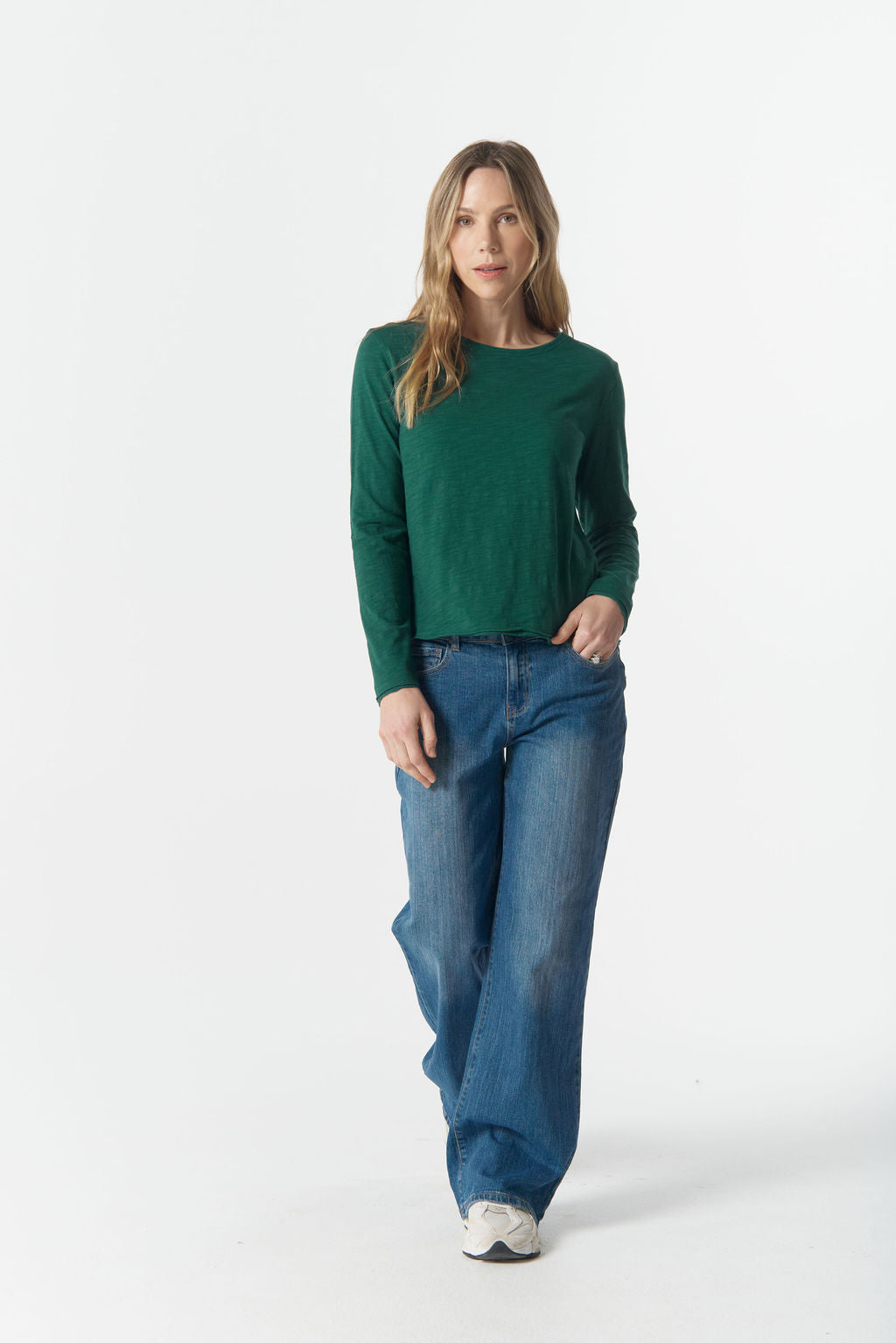 Long Sleeve Front Split Cotton Tee