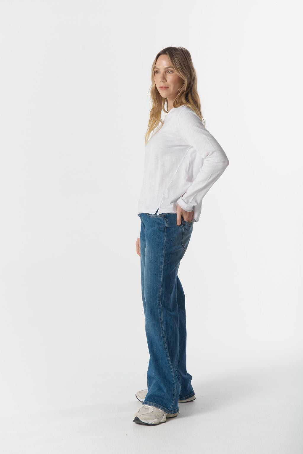 Long Sleeve Front Split Cotton Tee
