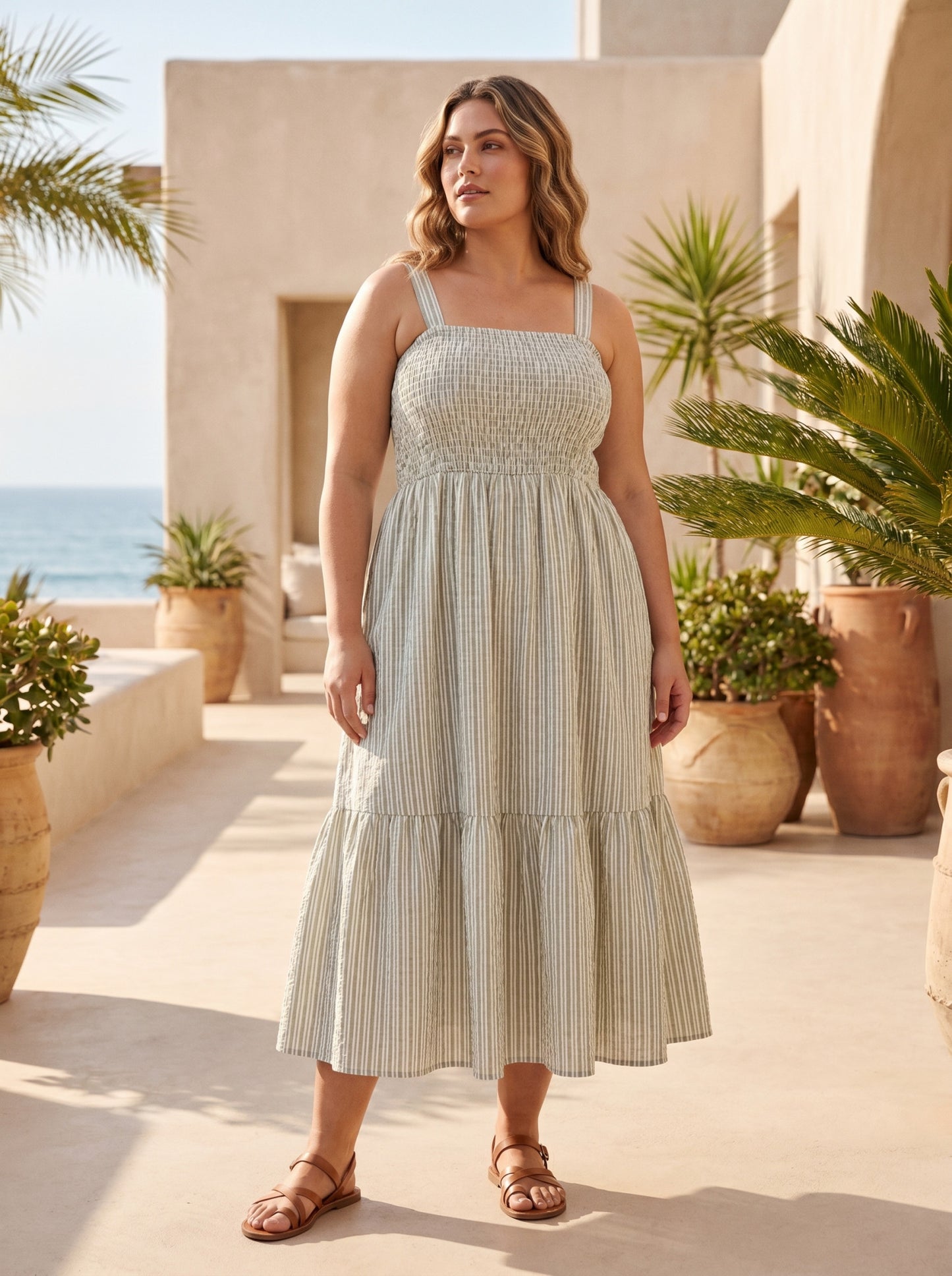 Calcutter Shirred Strappy Dress
