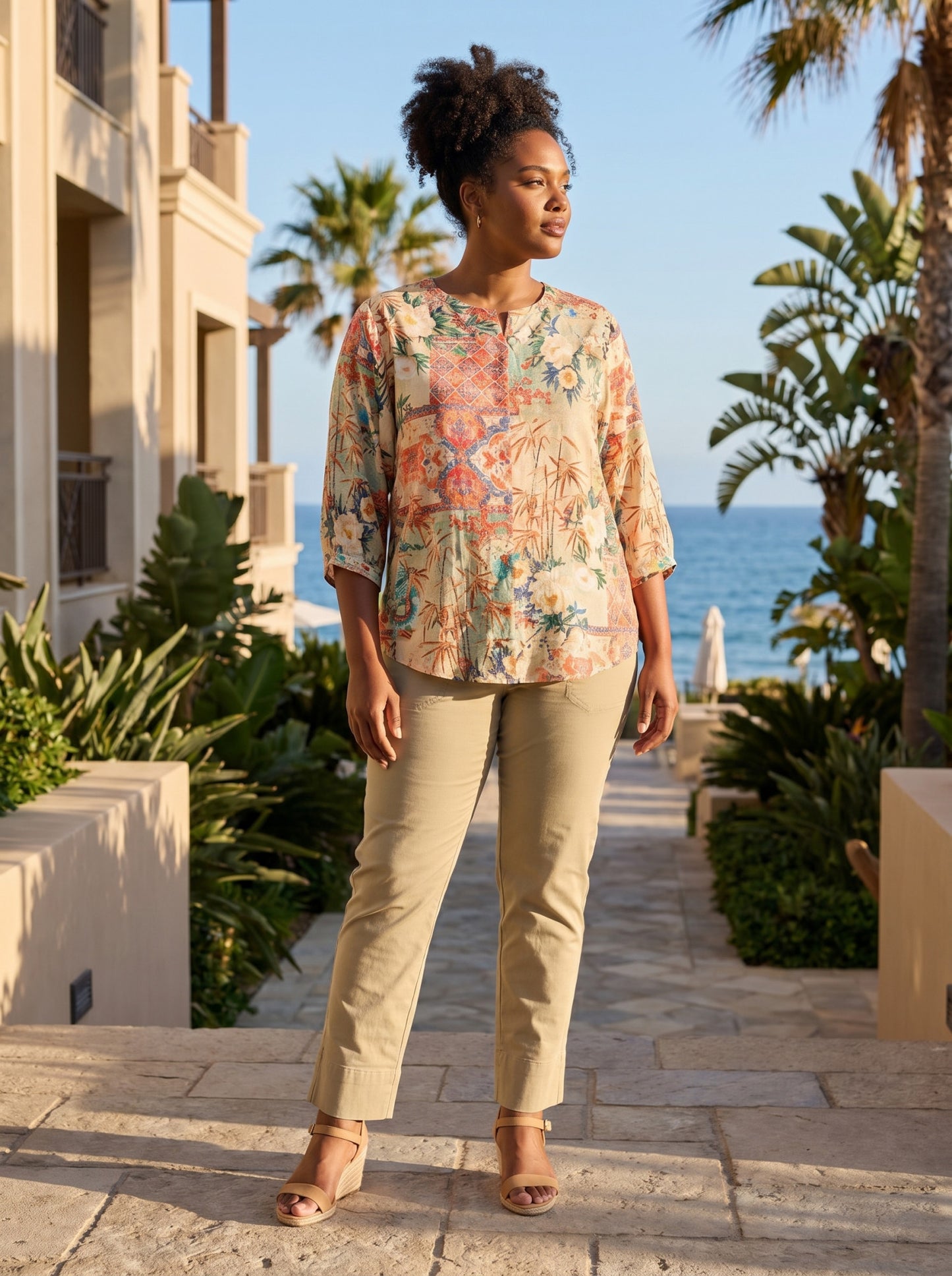 Gordes Top Round Neck button through