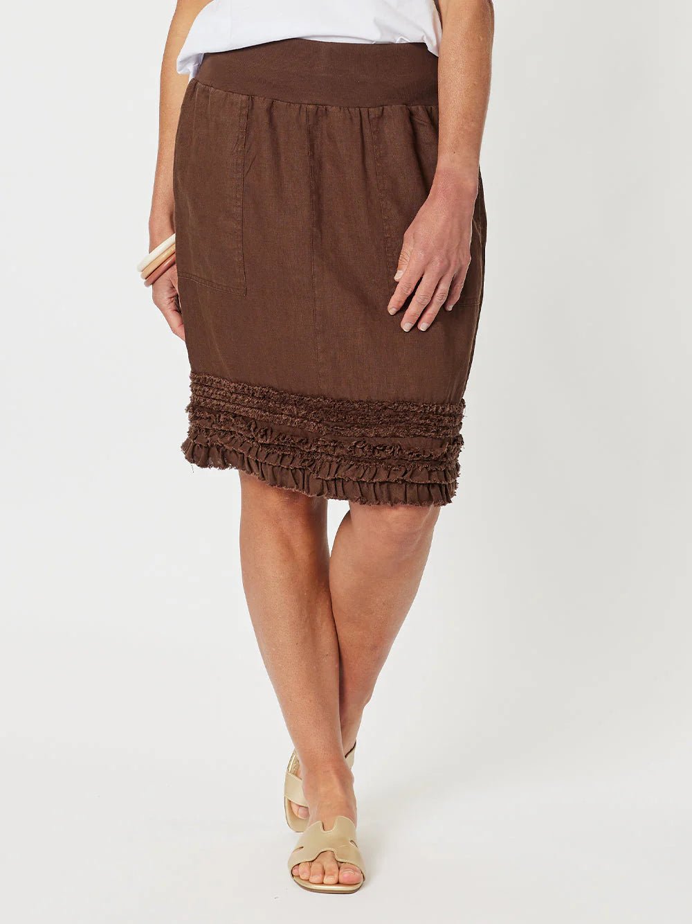 GS linen Ruffle Skirt