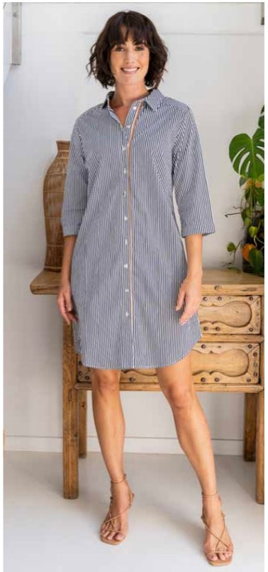 3/4 Shirtmaker Dress Stripe