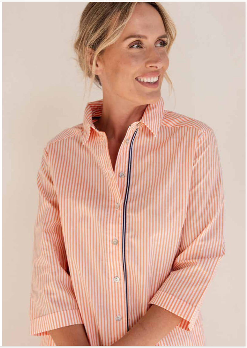 3/4 sleeve stripe shirt btn