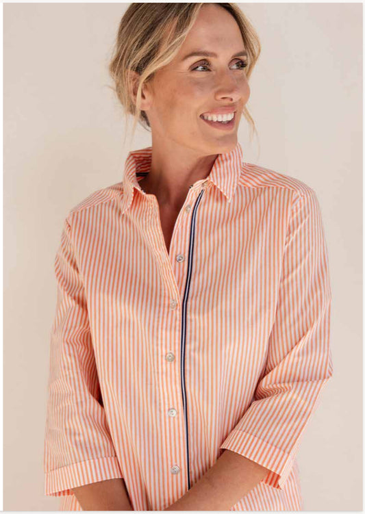 3/4 sleeve stripe shirt btn