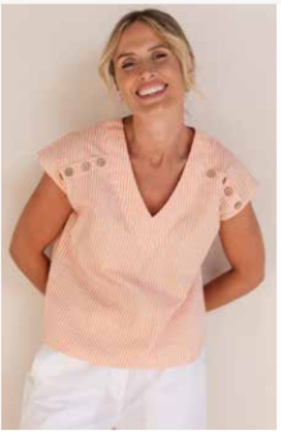 V neck stripe top