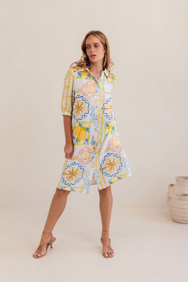 Linen shirtmaker dress amalfi