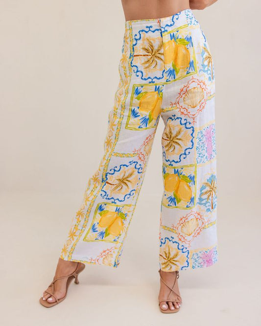 Linen High waisted Wide leg pant Amalfi