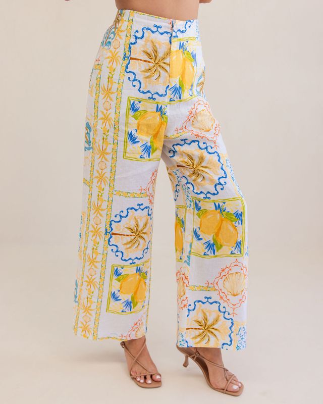 Linen High waisted Wide leg pant Amalfi