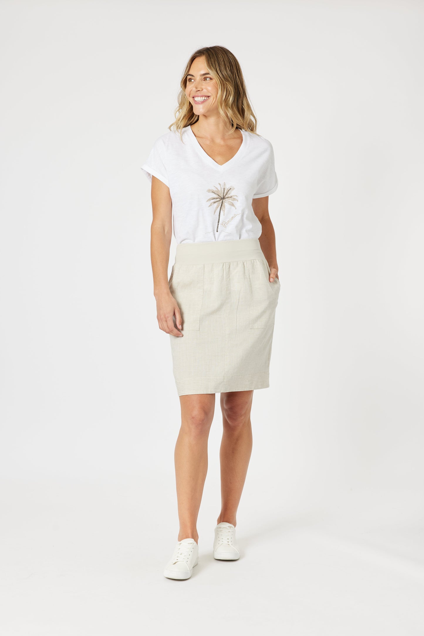 Stitch Hem Linen Skirt