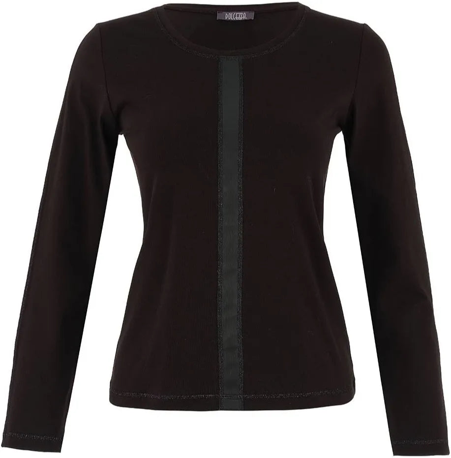 Knit long-sleeve Top with Glitter stitching