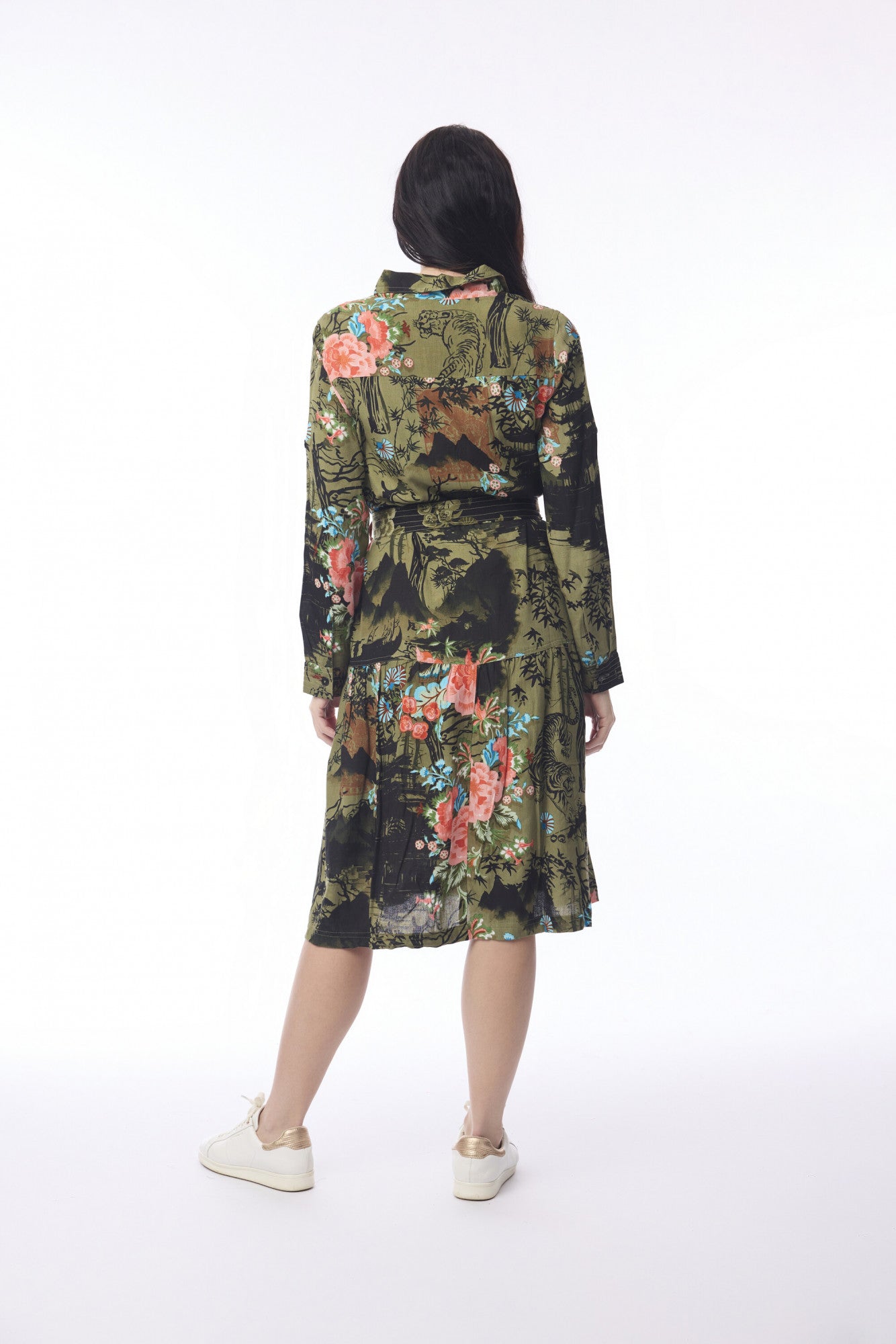 Keqioa dress Collar Tie Waist