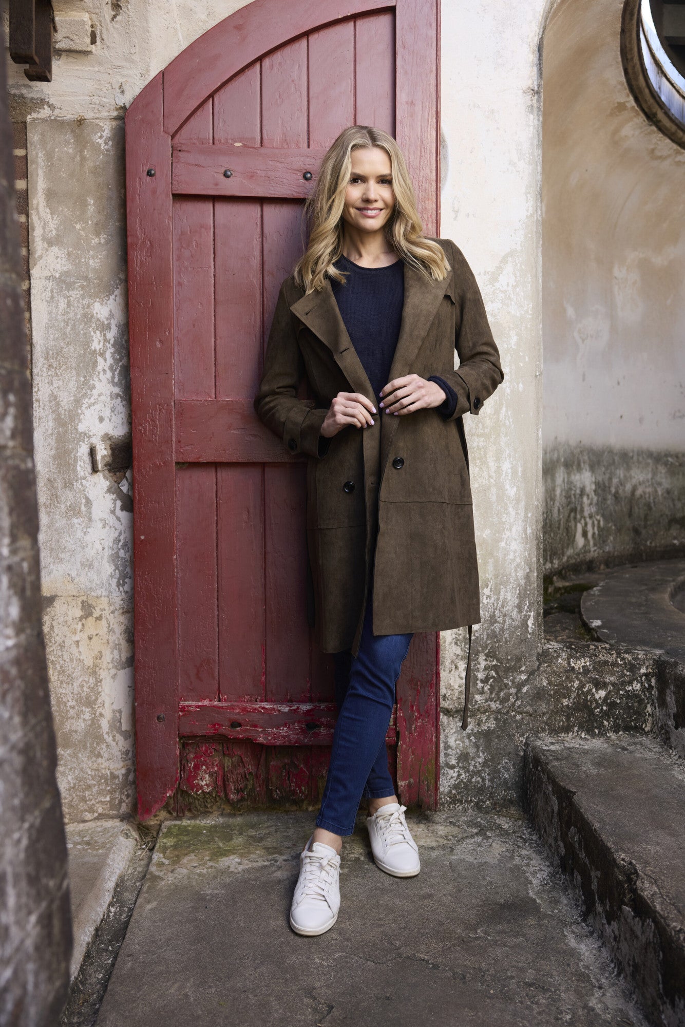 Coat Belted Suede Look