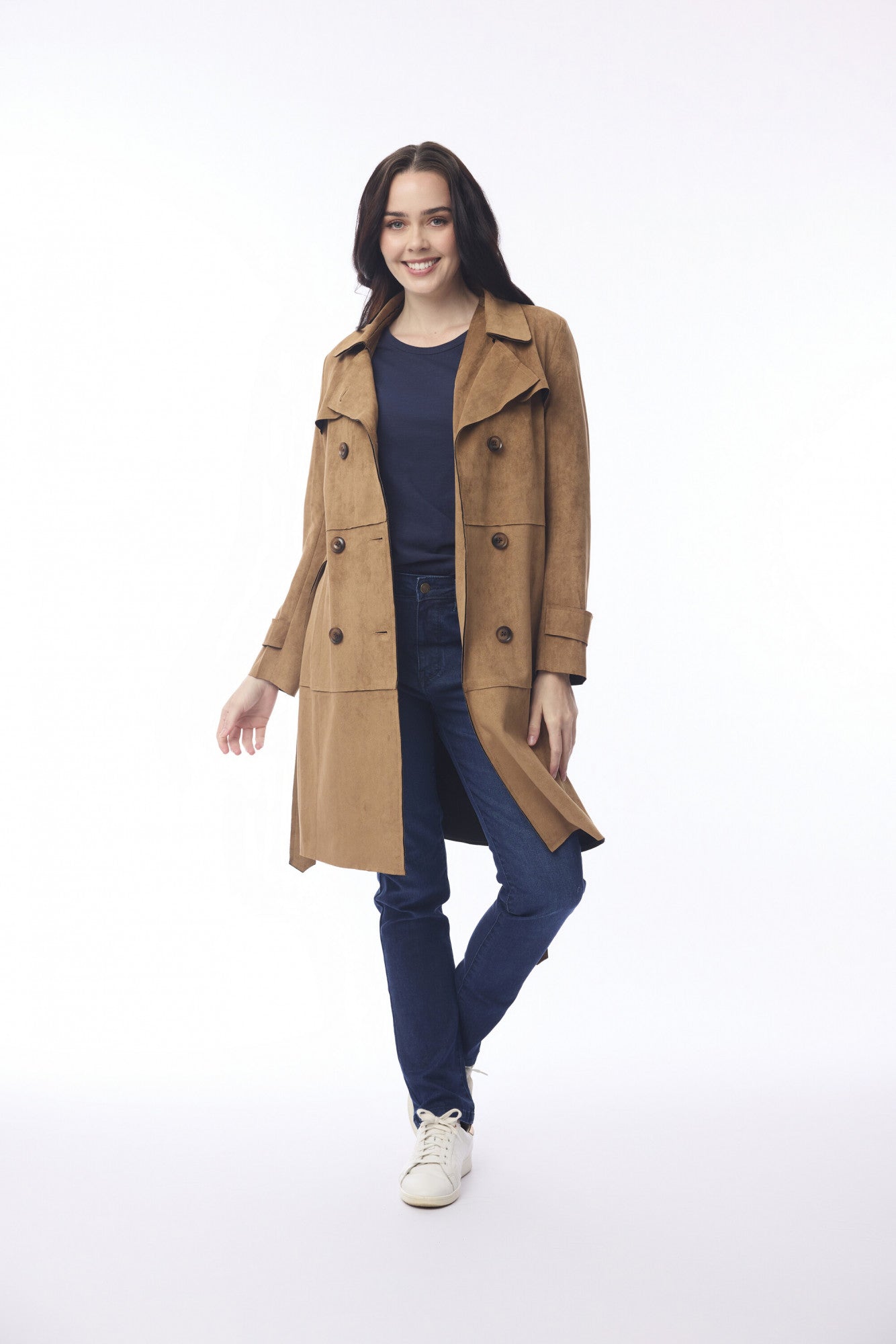 Coat Belted Suede Look