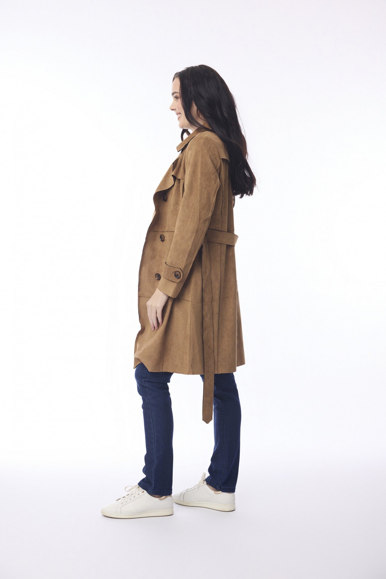 Coat Belted Suede Look