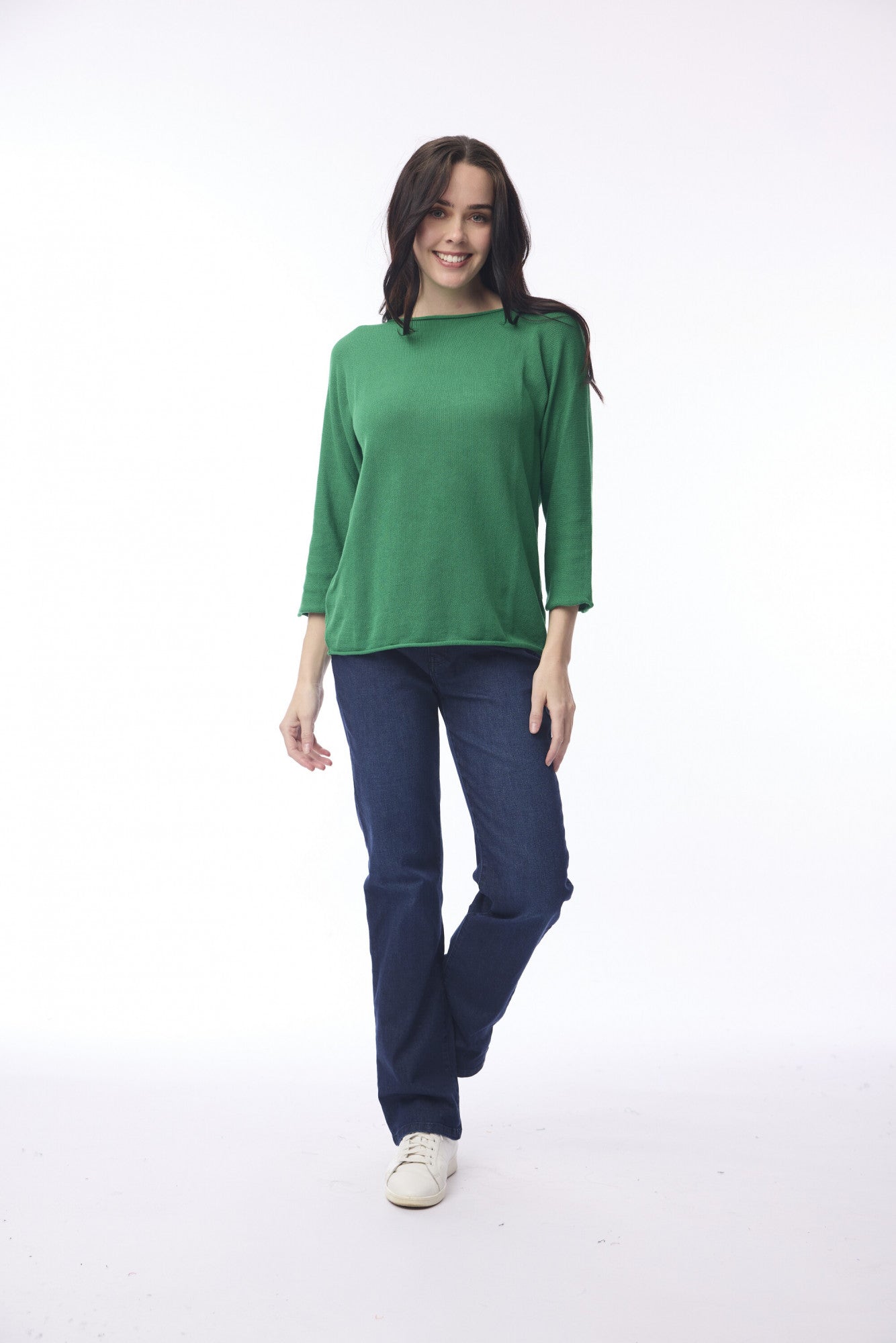 Knit Top Boat Neck 3/4 SL