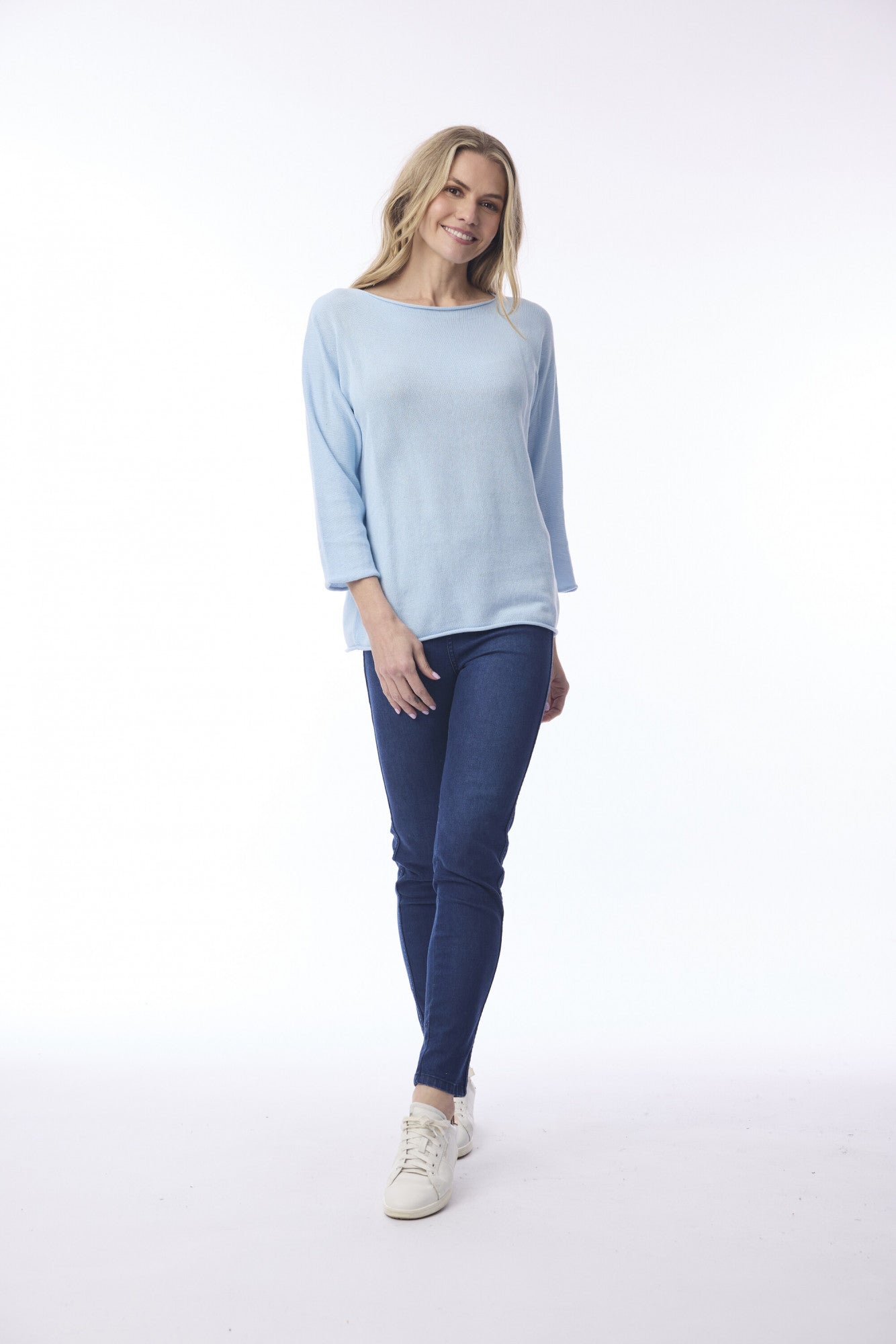 Knit Top Boat Neck 3/4 SL