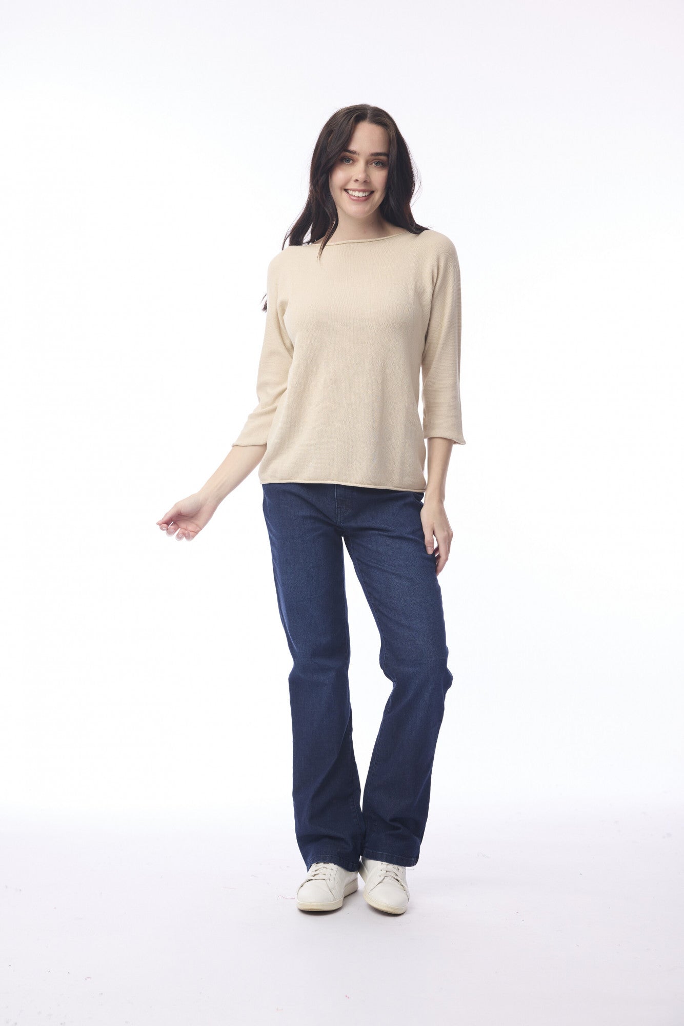 Knit Top Boat Neck 3/4 SL
