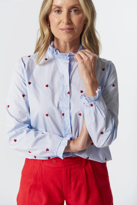 Blue hearts blouse
