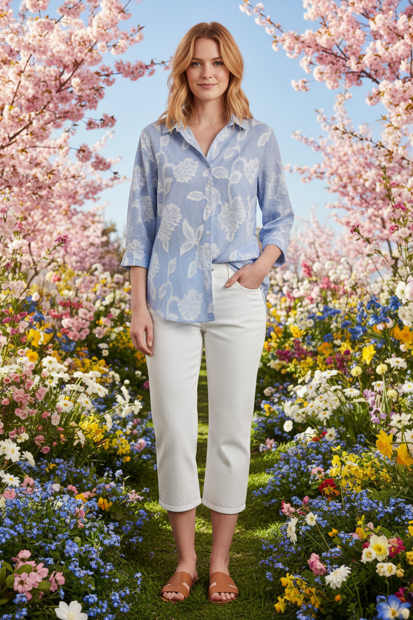 3/4 Sleeve Button Up Shirt