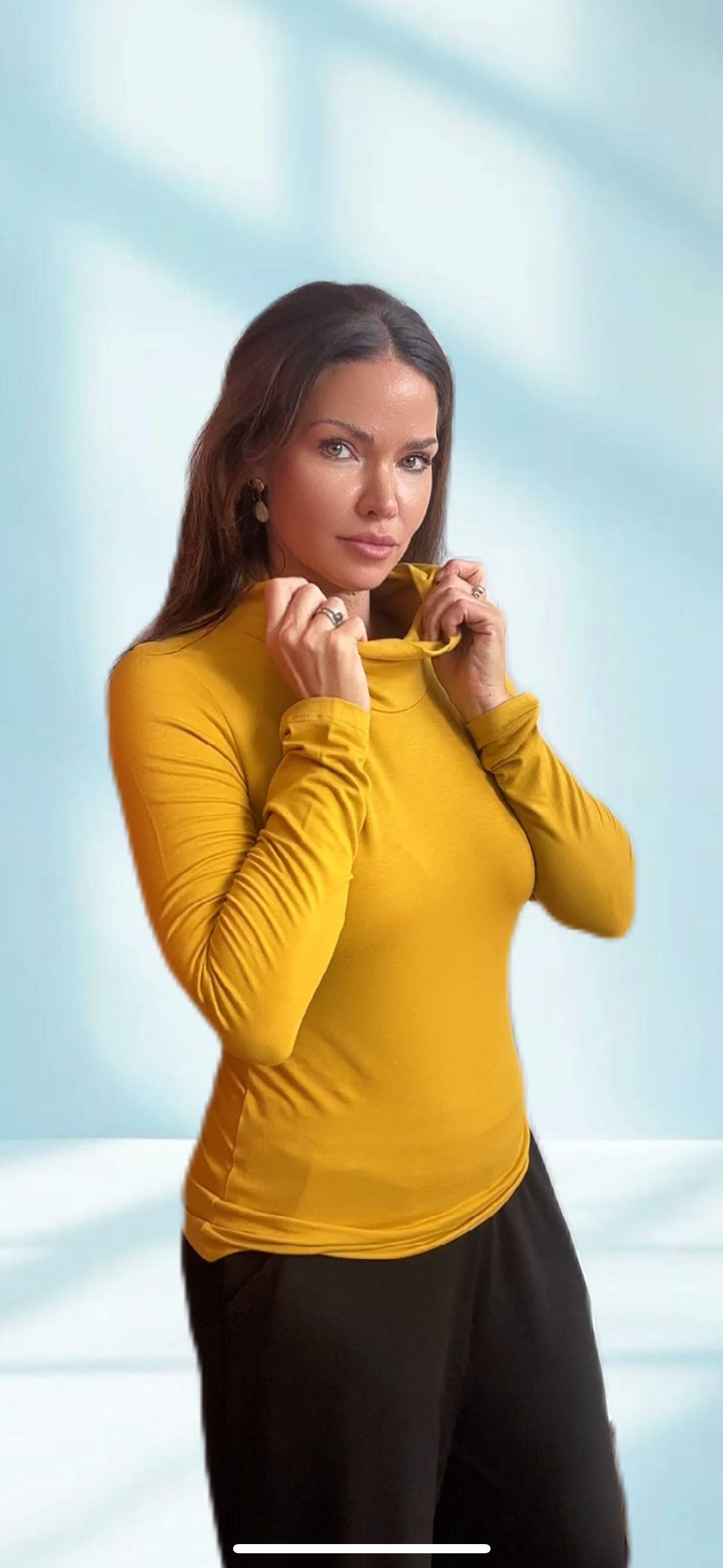 Knit pullover skivvy Ochre