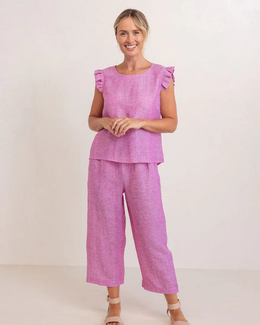 Linen Elastic Waist Coulotte Pant