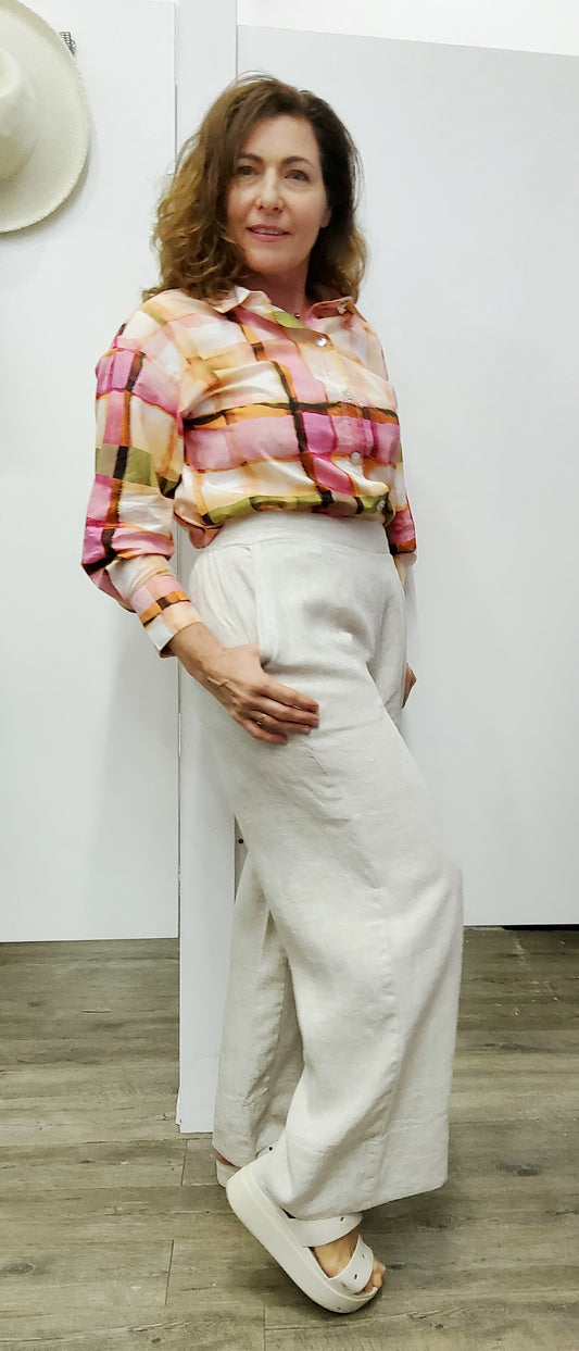 Linen 7/8 Wide Leg Pants