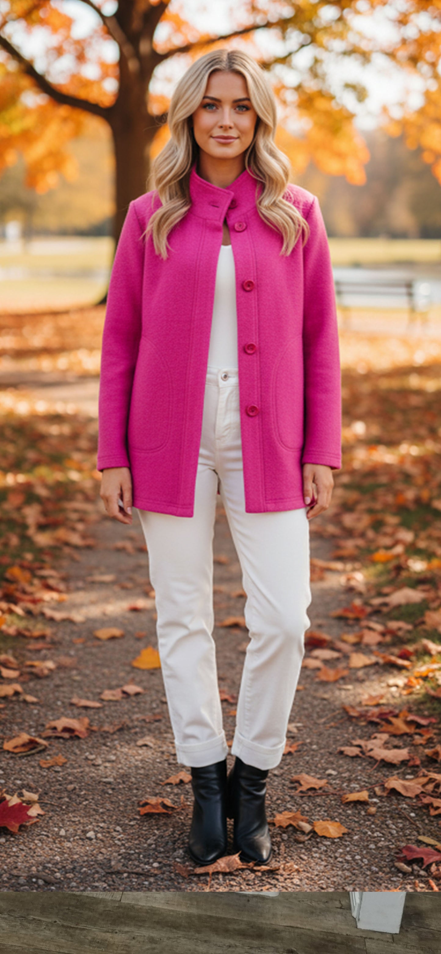 Boiled Wool Funnel Neck Coat