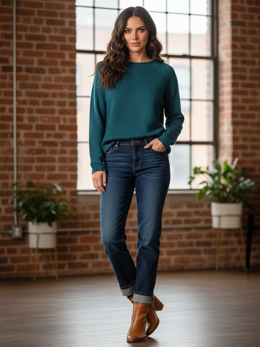 Merino Wool and Angora Moss Stitch Sweater