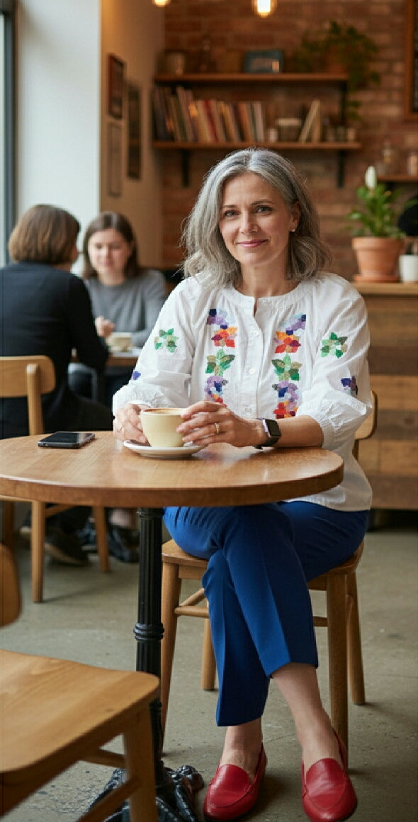 White embroidered shirt