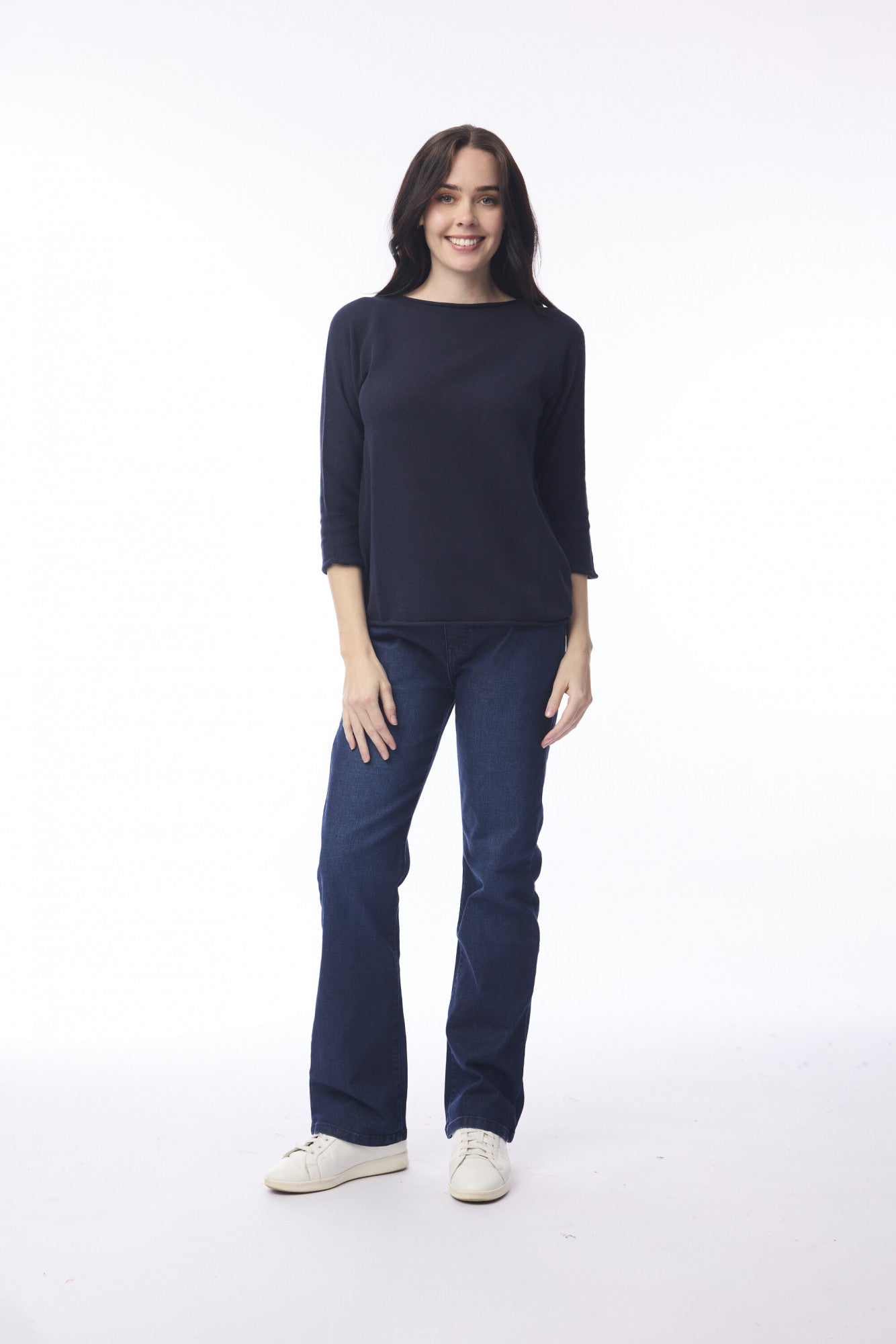 Knit Top Boat Neck 3/4 SL