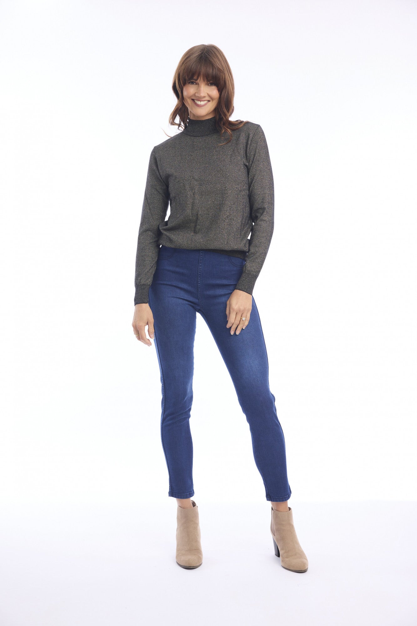 Knit top turtle neck glitter